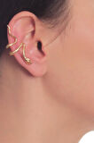 Kadın Lak Altın Kaplama Sıkıştırmalı Model Yılan Formlu Kıkırdak Küpe & Earcuff