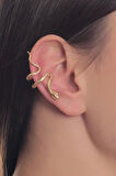 Kadın Lak Altın Kaplama Sıkıştırmalı Model Yılan Formlu Kıkırdak Küpe & Earcuff