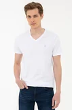 Pierre Cardin  Beyaz Slim Fit Basic V Yaka T-Shirt
