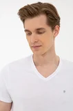 Pierre Cardin  Beyaz Slim Fit Basic V Yaka T-Shirt