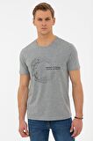 Gri Melanj Slim Fit Bisiklet Yaka T-Shirt
