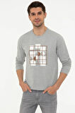 Acık Gri Melanj Erkek Sweatshirt