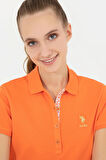 Kadın Turuncu Polo Yaka T-shirt Basic
