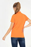 Kadın Turuncu Polo Yaka T-shirt Basic
