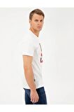 Ekru Slim Fit Bisiklet Yaka T-shirt