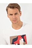 Ekru Slim Fit Bisiklet Yaka T-shirt