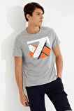 Gri Melanj Slim Fit Bisiklet Yaka T-shirt