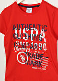 U.S. Polo Assn. Baskılı Kırmızı Erkek Çocuk T-Shirt ANDKIDS