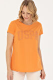 Kadın Yazı Logo T-Shirt - Turuncu | XL