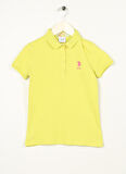 U.S. Polo Assn. Koyu Yeşil Kız Çocuk Polo Yaka Kısa Kollu Düz Polo T-Shirt TP01-IY023