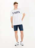 U.S. Polo Assn. Bisiklet Yaka Beyaz Erkek T-Shirt GEARTIY023