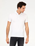 Erkek Polo Yaka Slim Fit Basic T-Shirt-Beyaz | XXL