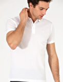 Erkek Polo Yaka Slim Fit Basic T-Shirt-Beyaz | M