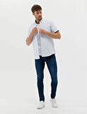 Erkek Regular Fit Kısa Kollu Gömlek-Mavi | L