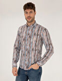 Erkek Slim Fit Uzun Kollu Gömlek-Lacivert | S