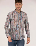 Erkek Slim Fit Uzun Kollu Gömlek-Lacivert | S