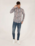 Erkek Slim Fit Uzun Kollu Gömlek-Lacivert | S