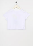 U.S. Polo Assn. Beyaz Kız Çocuk Bisiklet Yaka Kısa Kollu Crop Top Baskılı T-Shirt PARCA