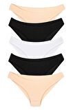 Kadın Günlük Pamuklu Külot Karışık Bikini Model 5'li Paket Kts1057