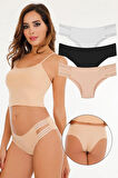 Kadın Lazer Kesim Dikişsiz Slip Külot 3'lü Paket Set - Kts3103 (GENİŞ KALIP)