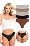 Kadın Brazilian Arkası Dantelli Külot 5'li Paket Seti - Kts2014