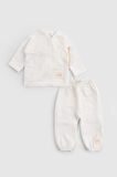 Organik Pamuk Müslin Ekru Kruvaze Bebek Takımı