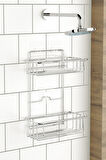 TEKNOTEL BANYO DÜZENLEYİCİ ŞAMPUANLIK 2 KATLI YAPIŞKANLI BANYO DUŞ RAFI KROM  ST256