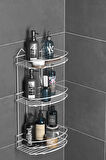 TEKNOTEL BANYO DÜZENLEYİCİ ŞAMPUANLIK SABUNLUK 2 KATLI YAPIŞKANLI BANYO DUŞ RAFI BEYAZ ST009