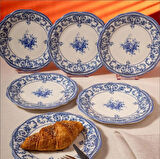 Fecra Majestic Blue 6 Parça Pasta Tabağı Seti