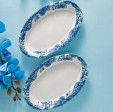 Fecra Vintage Blue 2'Li Kayık Tabak