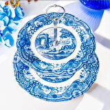 Fecra Vintage Blue 2 Katlı Kurabiyelik Seti