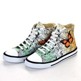 Kelebekli Unisex Renkli Beyaz Spor Ayakkabı Günlük Bot Sneakers Kaydırmaz Taban 7114