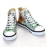 Kelebekli Unisex Renkli Beyaz Spor Ayakkabı Günlük Bot Sneakers Kaydırmaz Taban 7114