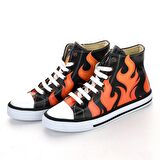 Ateş Siyah Beyaz Unisex Spor Ayakkabı Günlük Bot Sneakers Kaydırmaz Taban 7115