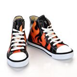 Ateş Siyah Beyaz Unisex Spor Ayakkabı Günlük Bot Sneakers Kaydırmaz Taban 7115