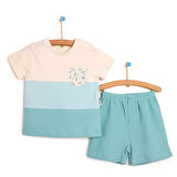 Bebbek Surfing Bloklu Cep Detaylı Tshirt-Şort Takım Erkek Bebek