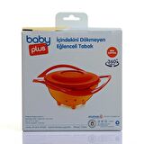 baby plus İçindekini Dökmeyen Eğlenceli PP Mama Tabağı Turuncu