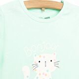 HelloBaby Basic Renkli Kedi Baskılı Tshirt Kız Bebek
