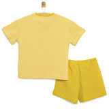 AtbTex Erkek Bebek Tişört-Şort 2li Takım Read To Fly Bisiklet Yaka Reçme Paça Kısa Kol Hardal