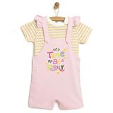HelloBaby Basic Renkli Çizgili Şort Salopet-Tshirt Takım Kız Bebek