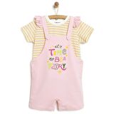 HelloBaby Basic Renkli Çizgili Şort Salopet-Tshirt Takım Kız Bebek