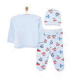HelloBaby Yenidoğan Zıbın-Şapka-Patikli Alt Erkek Bebek