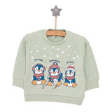 HelloBaby Basic Az Şardonlu Penguen Desenli Sweatshirt Kız Bebek