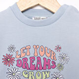HelloBaby Basic Az Şardonlu Çiçekli Yazı Desenli Sweatshirt Kız Bebek