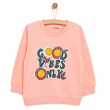 HelloBaby Kız Bebek Basic Sweatshirt Çiçek Desenli Uzun Kol Pembe