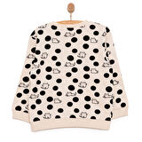 HelloBaby Basic Az Şardonlu  Kedi Desenli Puantiyeli Sweatshirt Kız Bebek Bisiklet Yaka Uzun Kol