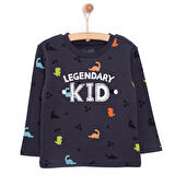 HelloBaby Basic Dinazor  Desenli İnterlok  Uzun kol Tshirt Erkek Bebek