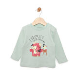 HelloBaby Basic Kedi Desenli İnterlok  Uzun kol Tshirt Kız Bebek