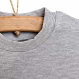 HelloBaby Unisex Basic Tişört İnterlok Çıtçıtlı Bisiklet Yaka Uzun Kol Ekru