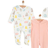 HelloBaby Yenidoğan 2li Patikli Tulum Şapka Set Unisex
